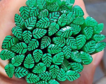 coe 96 Med Leaf: Emerald - 1 oz Murrini Murrine Millefiori Vitrigraph Cane- MINZABELLA MURRINI by Glassworks Northwest