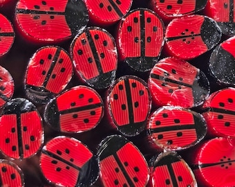 NEW COE 96 Murrini Ladybug: Lil Bugger - 1 oz Cane/Sticks - Opaque Red and Black