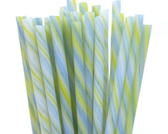 COE 96 Handmade Glass Cane Twists "Total Calm" | 3-Piece 6" Thick Decorative Rods | Oceanside Compatible | Kristi's Twisties
