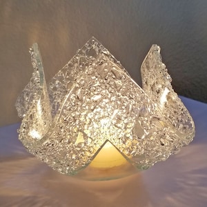 Glassworks Northwest - Votive Ice - Fused Glass Candleholder, Tealight Holder, Candlelight, Romantic Gift, Hostess Gift