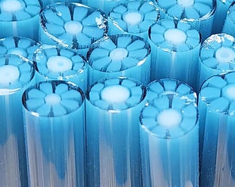 COE 90 Murrini Flower: Bluetiful - 1 oz Cane/Sticks