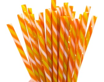 COE 96 Handmade Glass Cane Twists "Orange Blossom" | 3-Piece 6" Thick Decorative Rods | Oceanside Compatible | Kristi's Twisties