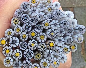 COE 90 Murrini Flower Murrini: Wise One - 1 oz Cane/Sticks