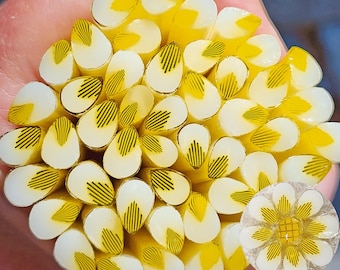 coe 90 Flower Petal: Lemon Chiffon - 1 oz Murrini Murrine Millefiori Vitrigraph Cane - MINZABELLA MURRINI by Glassworks Northwest