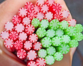 coe 96 Candy: Peppermint Spearmint - 1 oz Murrini Murrine Millefiori Vitrigraph Cane- MINZABELLA MURRINI by Glassworks Northwest
