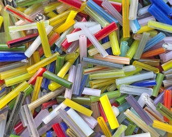 COE 96 ONE POUND of Assorted Vitrigraph Murrini Scrap Glass with Lots of Clear