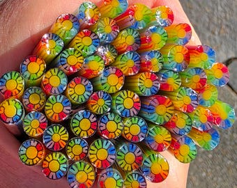 COE 96 Murrini Flower: Rainbow Love - 1 oz Cane/Sticks
