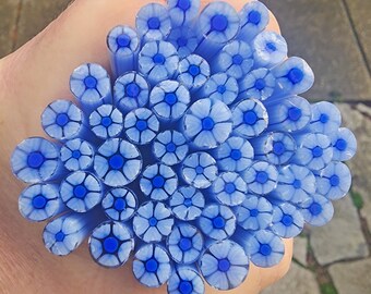coe 90 Flower: Carried Away - 1 oz Murrini Murrine Millefiori Vitrigraph Cane - MINZABELLA MURRINI by Glassworks Northwest