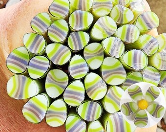 coe 96 Flower Petal: Pastel Stripes - 1 oz Murrini Murrine Millefiori Vitrigraph Cane- MINZABELLA MURRINI by Glassworks Northwest