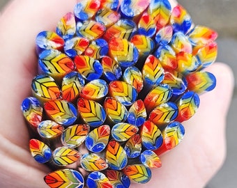coe 96 Sm Leaf: Regal Rainbow - 1 oz Murrini Murrine Millefiori Vitrigraph Cane - MINZABELLA MURRINI by Glassworks Northwest