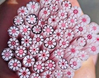 coe 90 Flower: Cutie Patootie - 1 oz Murrini Murrine Millefiori Vitrigraph Cane- MINZABELLA MURRINI by Glassworks Northwest