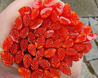 coe 96 Med Leaf: Autumn - 1 oz Murrini Murrine Millefiori Vitrigraph Cane- MINZABELLA MURRINI by Glassworks Northwest