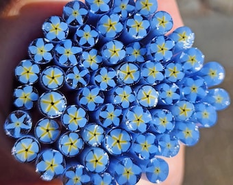 coe 90 Flower: Forget-me-not - 1 oz Murrini Murrine Millefiori Vitrigraph Cane- MINZABELLA MURRINI by Glassworks Northwest