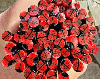 coe 96 Ladybug: Little Buggers - 1 oz Murrini Murrine Millefiori Vitrigraph Cane- MINZABELLA MURRINI by Glassworks Northwest