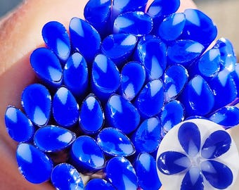 coe 96 Flower Petal: Blue Sapphire - 1 oz Murrini Murrine Millefiori Vitrigraph Cane - MINZABELLA MURRINI by Glassworks Northwest