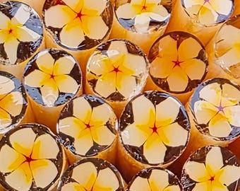 COE 96 Murrini Flower: Pretty Plumeria - 1 oz Cane/Sticks