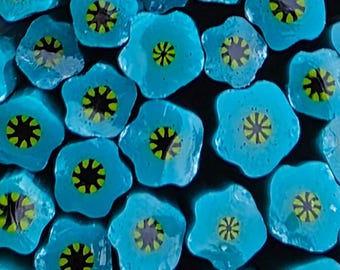 COE 96 Murrini Flower: Proud As a Peacock - 1 oz Cane/Sticks