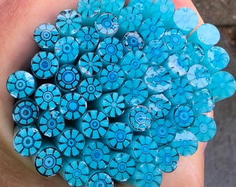COE 96  Murrini Flower: Tranquil Turquoise - 1 oz Cane/Sticks