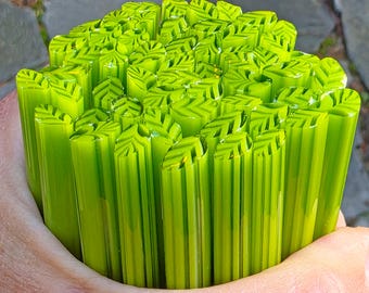 COE 90 Murrini Leaf: Nom Nom Nom - 1 oz Cane/Sticks