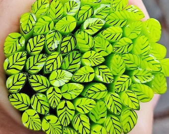 coe 90 Med Leaf: New Growth Green - 1 oz Murrini Murrine Millefiori Vitrigraph Cane - MINZABELLA MURRINI by Glassworks Northwest