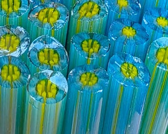 COE 96 Murrini Flower: Take the Plunge - 1 oz Cane/Sticks