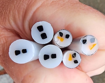 coe 96 Holiday: Snowman Set - 1.5 oz Murrini Murrine Millefiori Vitrigraph Cane - MINZABELLA MURRINI by Glassworks Northwest