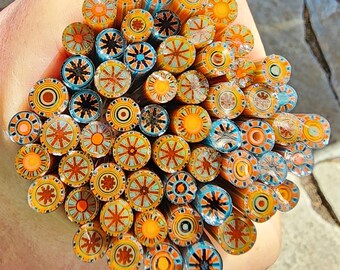 coe 96 Extra-Fancy Murrini: Circus - 1 oz Murrini Murrine Millefiori Vitrigraph Cane- MINZABELLA MURRINI by Glassworks Northwest