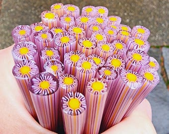 coe 90 Flower: The Empress Wears Purple - 1 oz Murrini Murrine Millefiori Vitrigraph Cane - MINZABELLA MURRINI by Glassworks Northwest