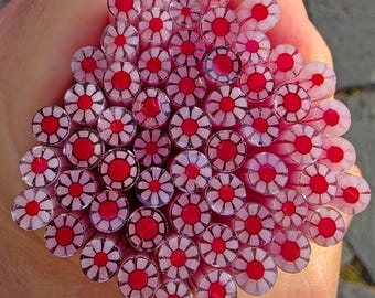 COE 96 Murrini Flower: Strawberry Cheesecake - 1 oz Cane/Sticks