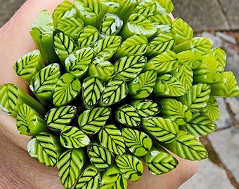 coe 90 Med Leaf: Spring is Coming - 1 oz Murrini Murrine Millefiori Vitrigraph Cane - MINZABELLA MURRINI by Glassworks Northwest