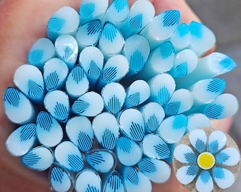COE 90 Murrini Flower Petal: Blue Topaz - 1 oz Cane/Sticks