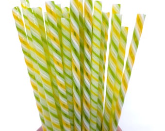 COE 90 Handmade Glass Cane Twists "Lemon Lime Zest" | 3-Piece 6" Thick Decorative Rods | Bullseye Compatible | Kristi's Twisties