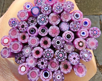 coe 90 Extra-Fancy Murrini: Super Scrumptious - 1 oz Murrini Murrine Millefiori Cane - MINZABELLA MURRINI by Glassworks Northwest