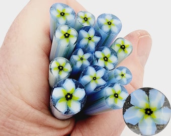 COE90 Flower: Blueberry Blossom - 1 oz Murrini Murrine Millefiori Vitrigraph Cane - MINZABELLA MURRINI by Glassworks Northwest