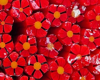 COE 96 Murrini Flower: Some Like it Hot - 1 oz Cane/Sticks