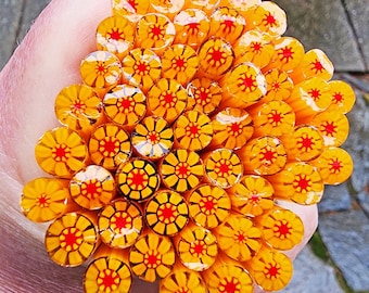 coe 96 Flower: Sunkissed - 1 oz Murrini, Murrine, Millefiori, Vitrigraph Cane - MINZABELLA MURRINI by Glassworks Northwest