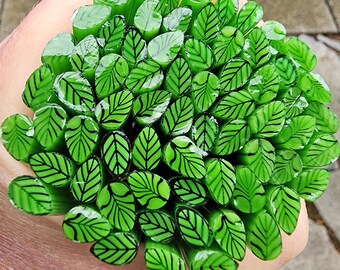coe 96 Med Leaf: Lawn Green - 1 oz Murrini Murrine Millefiori Vitrigraph Cane- MINZABELLA MURRINI by Glassworks Northwest