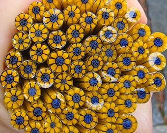 COE 90 Murrini Flower: Ukraine Sunflower - 1 oz Cane/Sticks