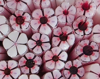 COE 90 Handmade Flower Murrini "I Can't Wait" | 1 oz Cane | Bullseye Compatible Fusible Glass for Fusing, Jewelry, Mosaics