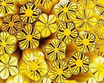 COE 96 Murrini Flower: Lemon Cookie - 1 oz Cane/Sticks