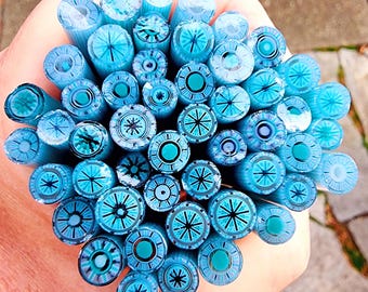 coe 96 Extra-Fancy Murrini: On Cloud Devine - 1 oz Murrini Murrine Millefiori Vitrigraph Cane- MINZABELLA MURRINI by Glassworks Northwest