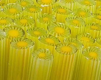 COE 96 Murrini Flower: Dazzling Whirlies Lime - 1 oz Cane/Sticks