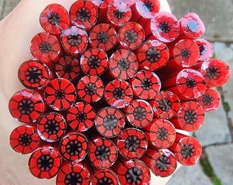 coe 96 Flower: Red Delicious - 1 oz Murrini, Murrine, Millefiori, Vitrigraph Cane - MINZABELLA MURRINI by Glassworks Northwest