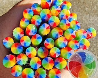 coe 96 Candy: Rainbow Swirl - 1 oz Murrini Murrine Millefiori Vitrigraph Cane - MINZABELLA MURRINI by Glassworks Northwest
