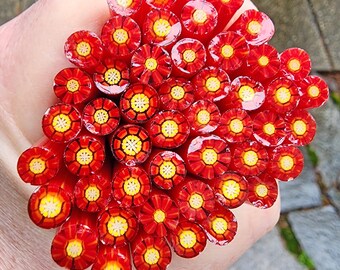 coe 90 Flower: Stunning - 1 oz Murrini Murrine Millefiori Vitrigraph Cane- MINZABELLA MURRINI by Glassworks Northwest