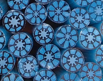 COE 96 Murrini Flower: Zen Blue - 1 oz Cane/Sticks