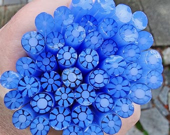 coe 96 Flower: Pretty Periwinkle - 1 oz Murrini, Murrine, Millefiori, Vitrigraph Cane - MINZABELLA MURRINI by Glassworks Northwest