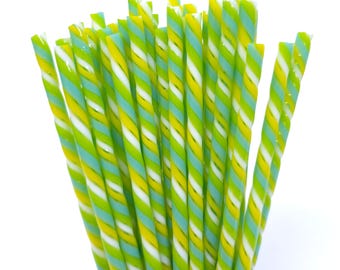 COE 90 Handmade Glass Cane Twists "Refreshing" | 3-Piece 6" Thick Decorative Rods | Bullseye Compatible | Kristi's Twisties