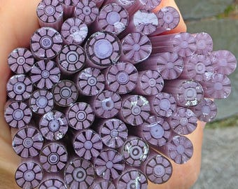 COE 96  Murrini Flower: Lavender Purple - 1 oz Cane/Sticks