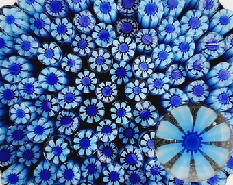 COE90 Flower: Blue It Up - 1 oz Murrini Murrine Millefiori Vitrigraph Cane - MINZABELLA MURRINI by Glassworks Northwest